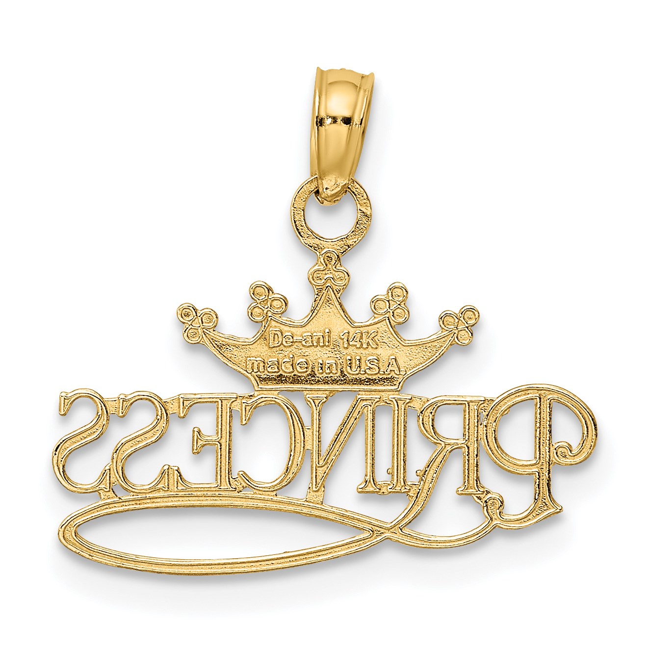 14k and White Rhodium Polished PRINCESS with Crown Pendant