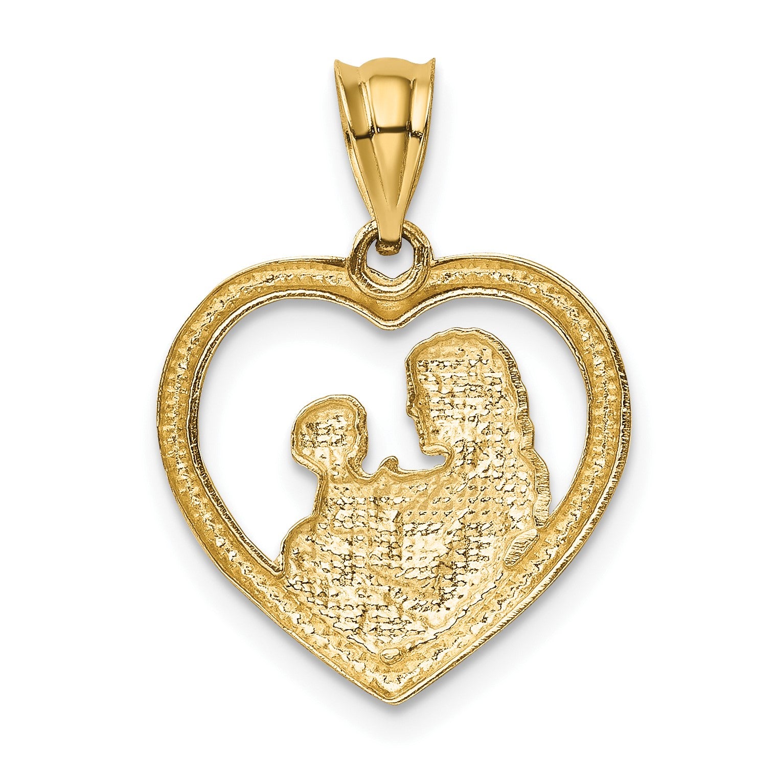 14k Polished and Satin Mom and Baby Heart Charm