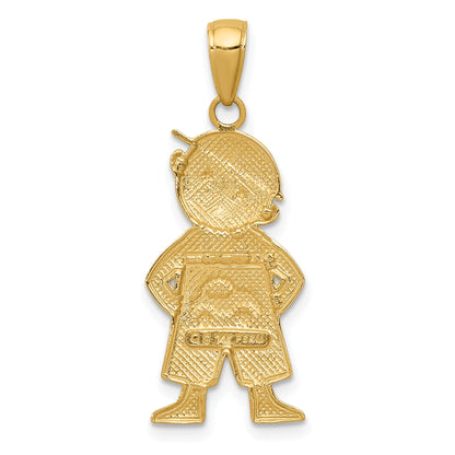 14k and White Rhodium Boy with Hands in Pockets Pendant
