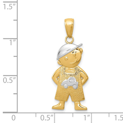 14k and White Rhodium Boy with Hands in Pockets Pendant