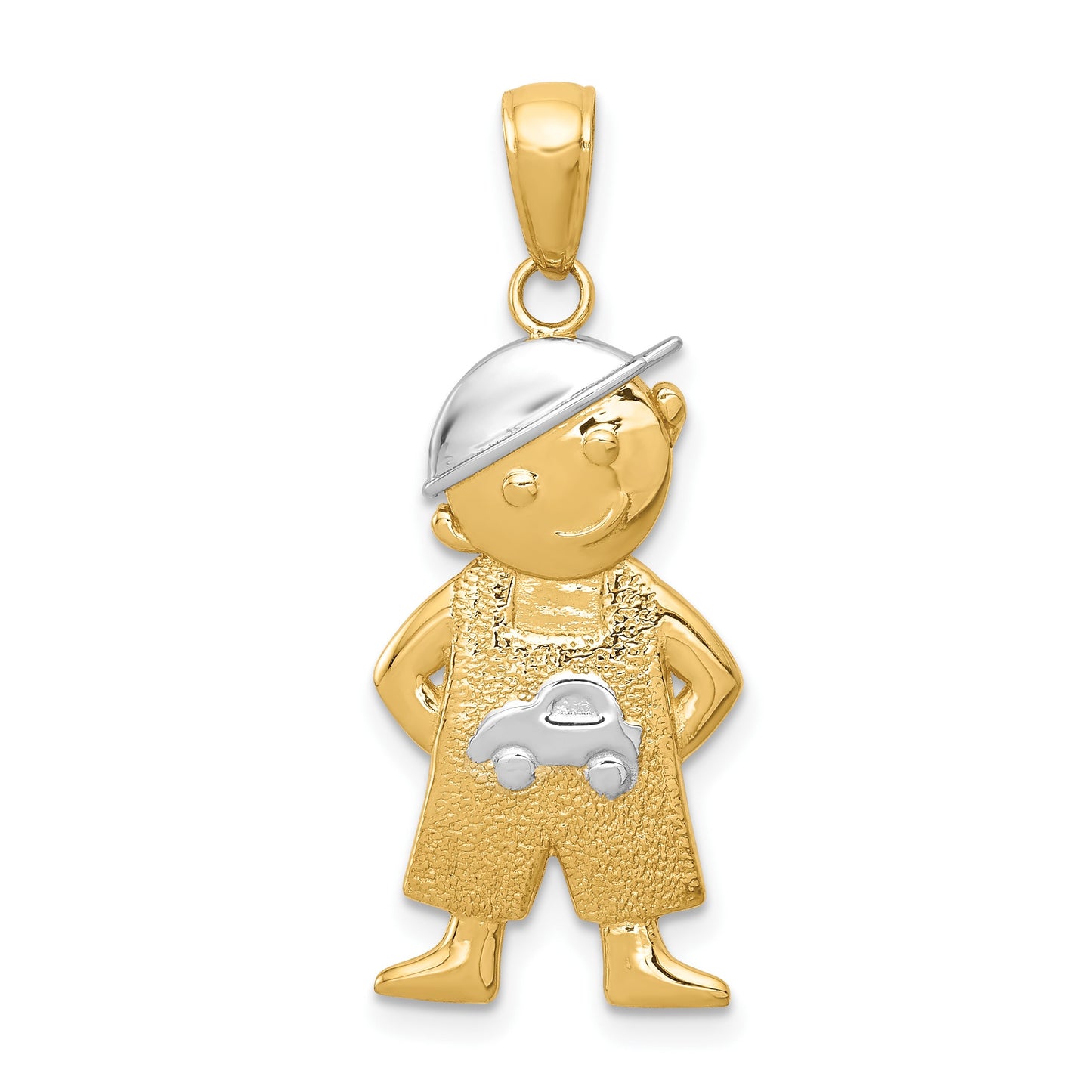 14k and White Rhodium Boy with Hands in Pockets Pendant