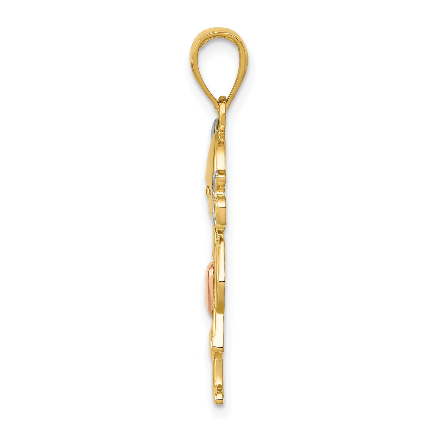 14k Yellow and Rose Gold with White Rhodium Girl Pendant