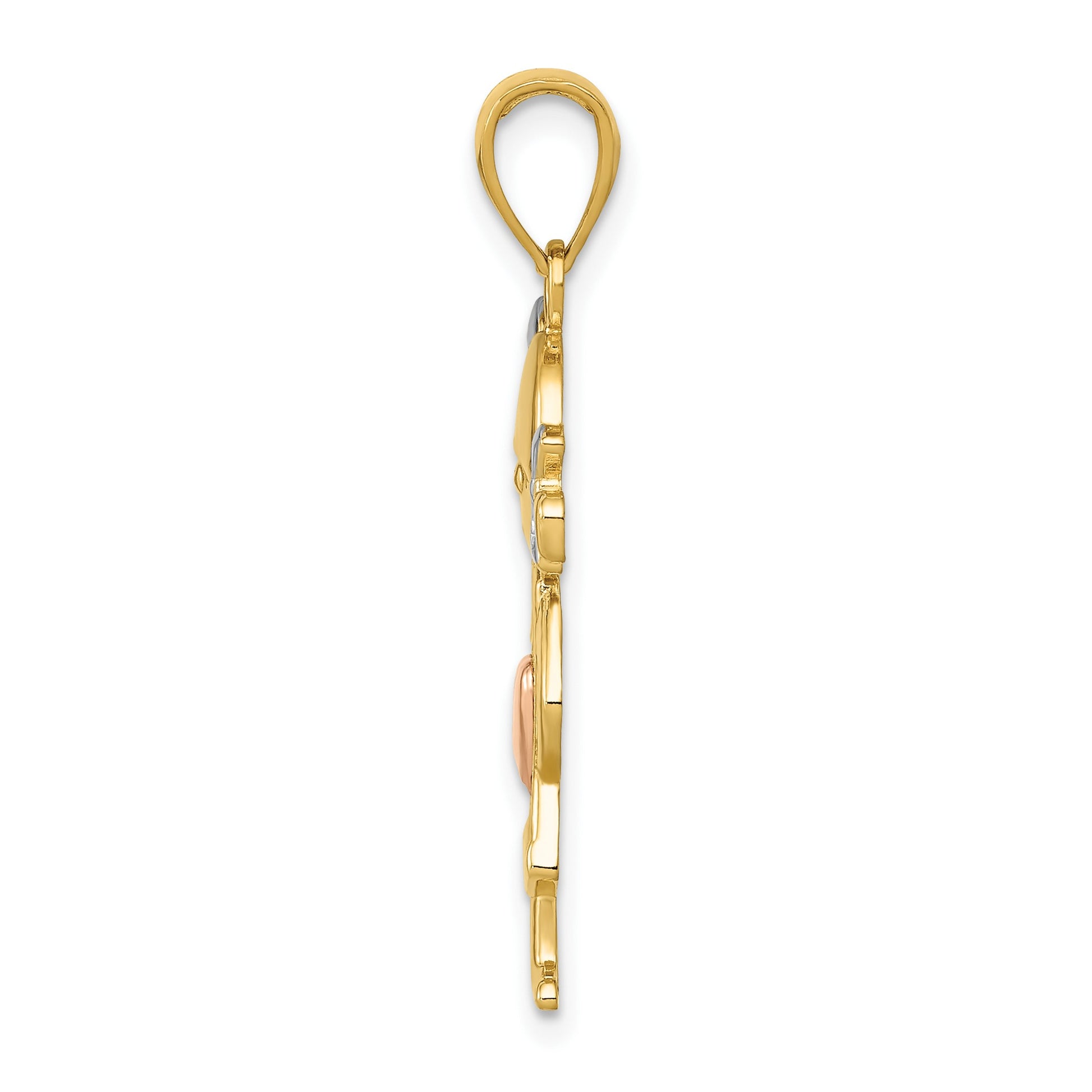 14k Yellow and Rose Gold with White Rhodium Girl Pendant