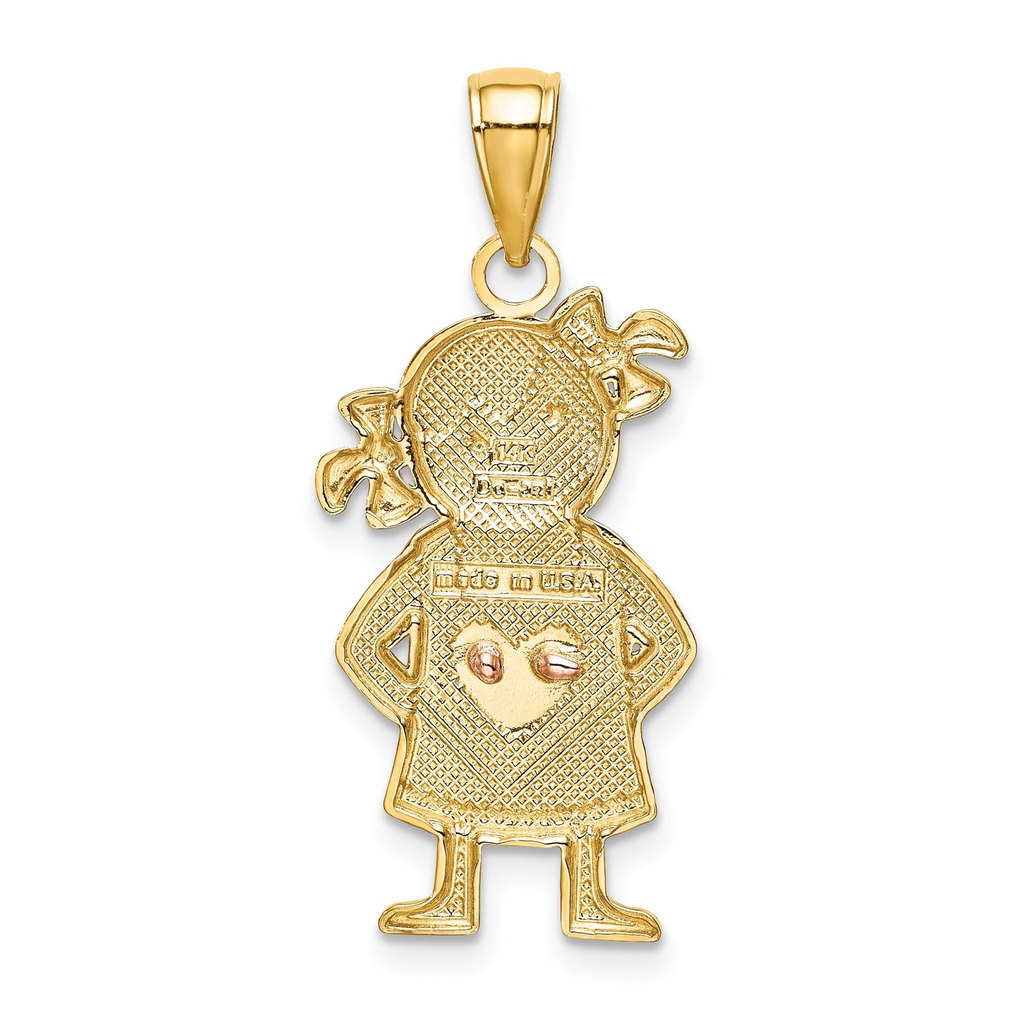 14k Yellow and Rose Gold with White Rhodium Girl Pendant
