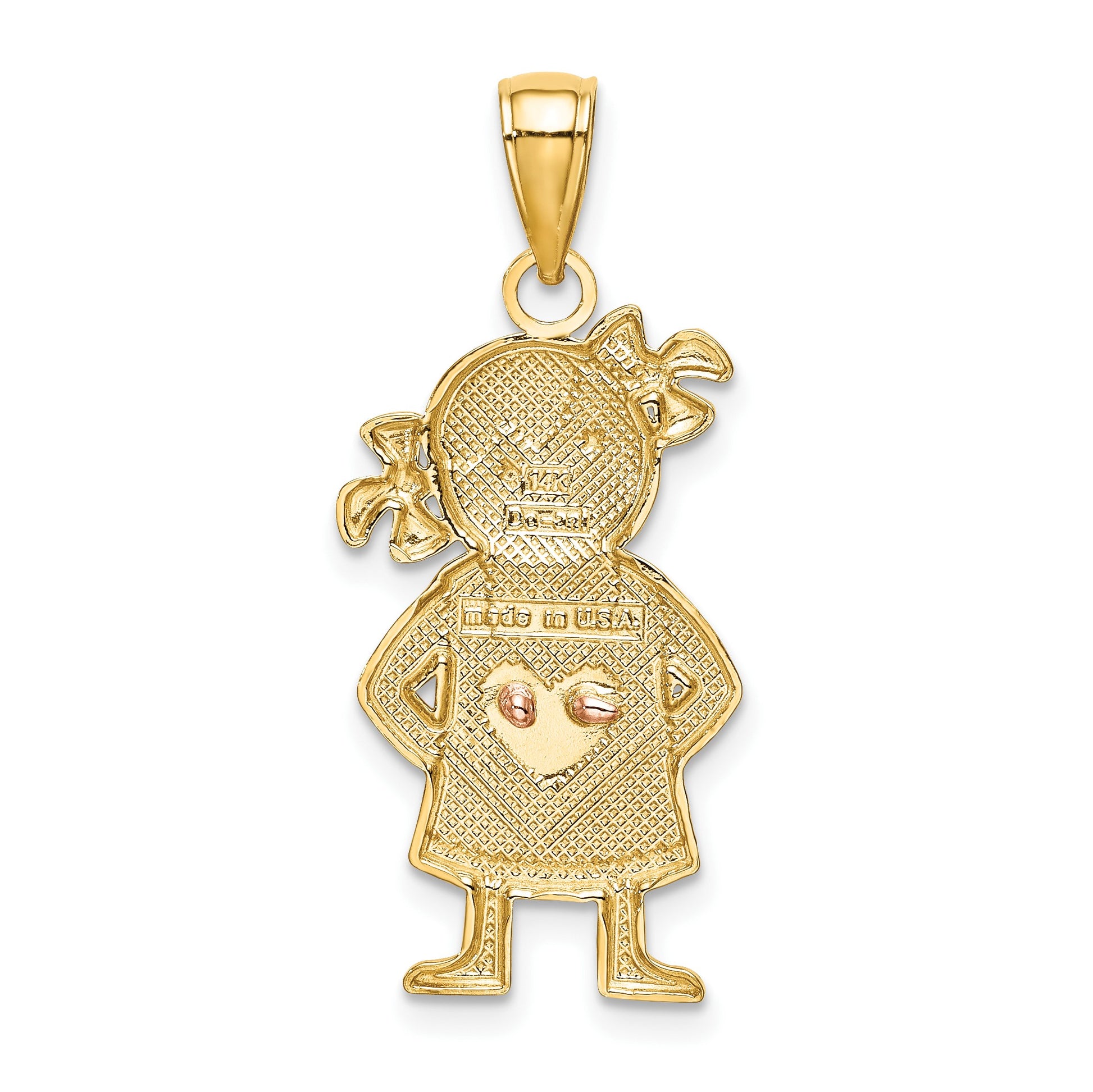 14k Yellow and Rose Gold with White Rhodium Girl Pendant