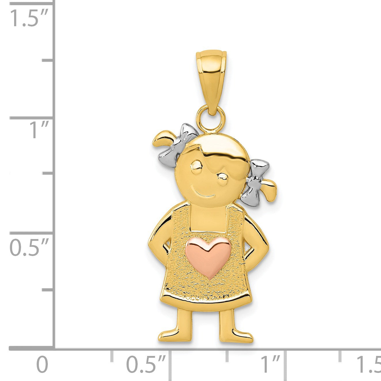 14k Yellow and Rose Gold with White Rhodium Girl Pendant