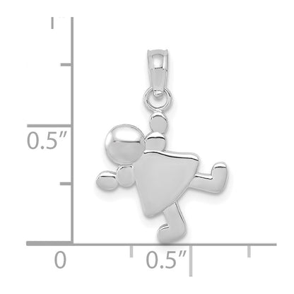 14K White Gold Little Girl Charm