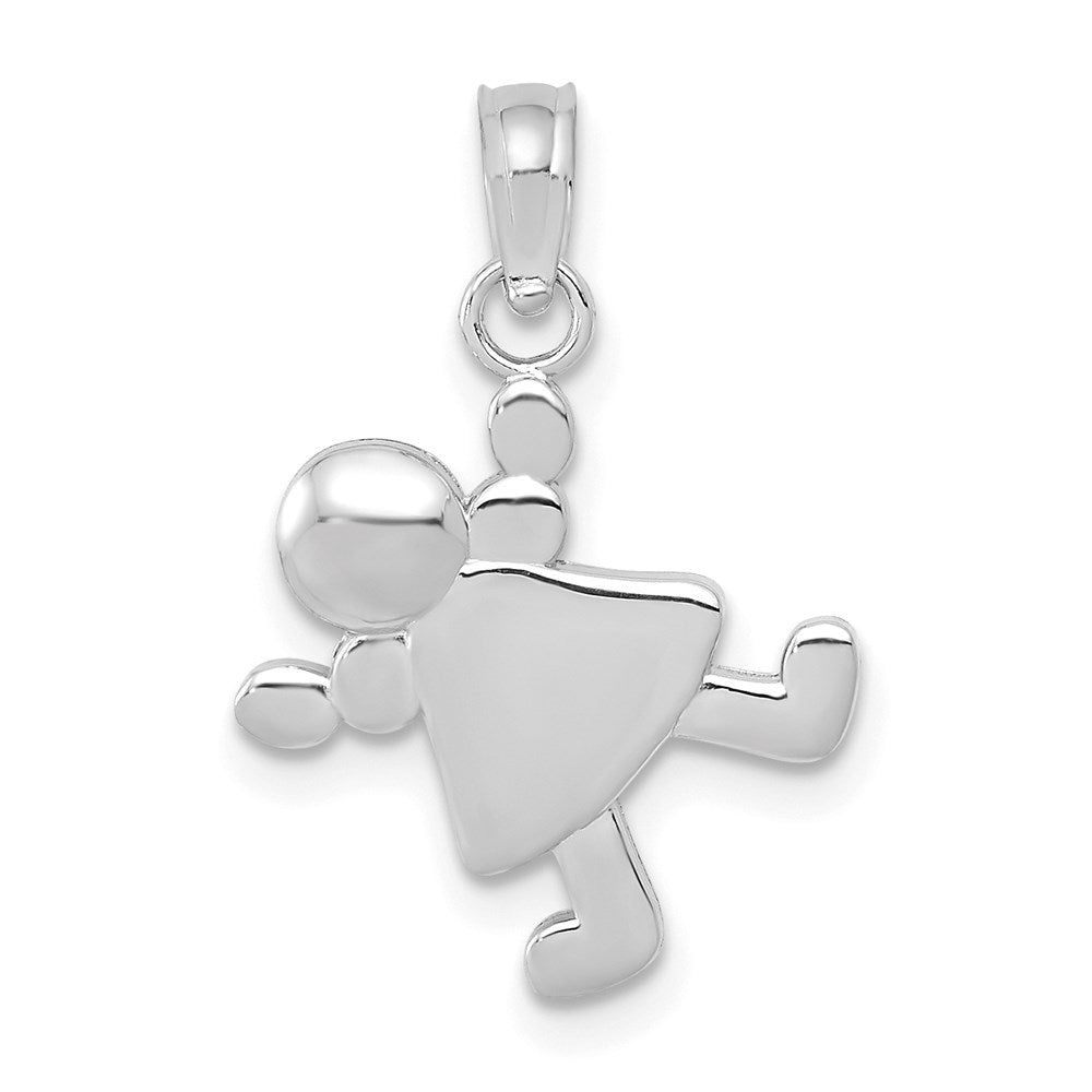 14K White Gold Little Girl Charm