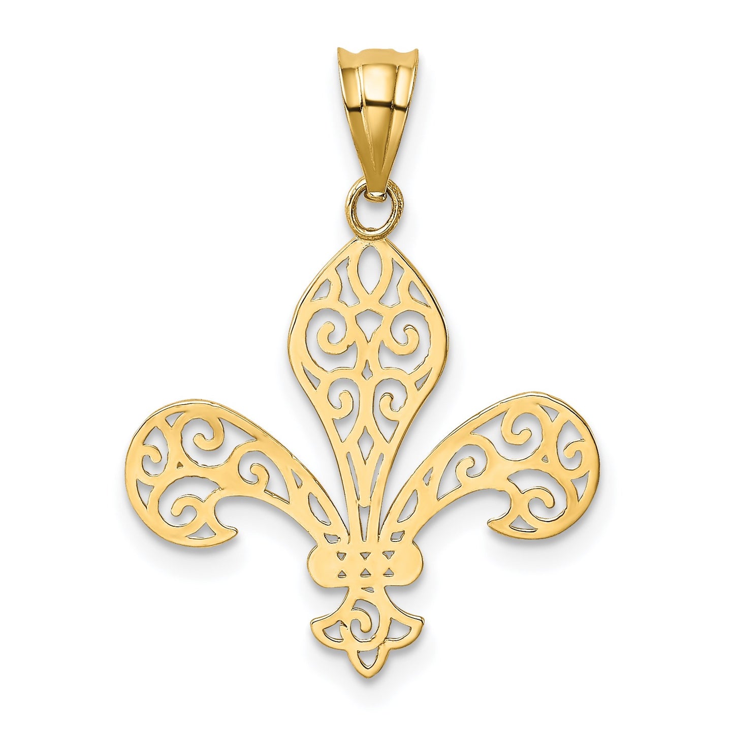 14k Filigree Fleur de Lis Pendant