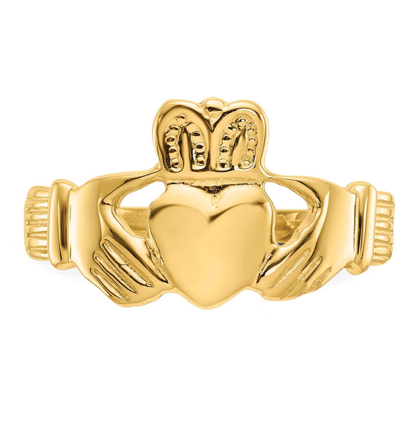 14k Mens Polished Claddagh Ring