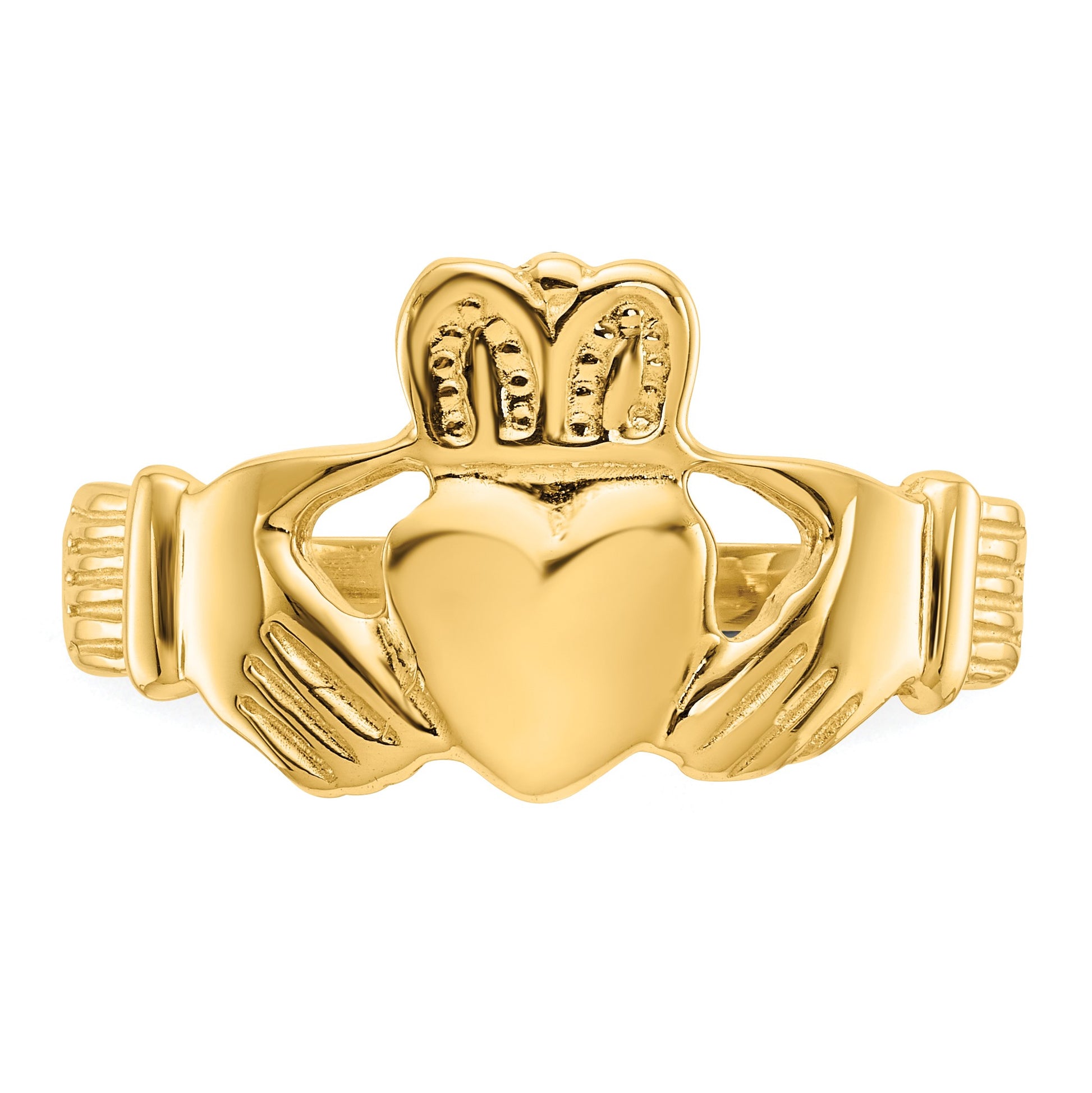 14k Mens Polished Claddagh Ring