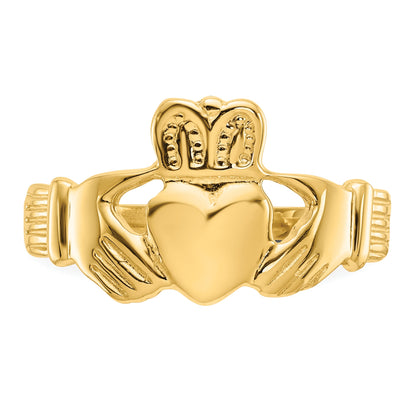 14k Mens Polished Claddagh Ring