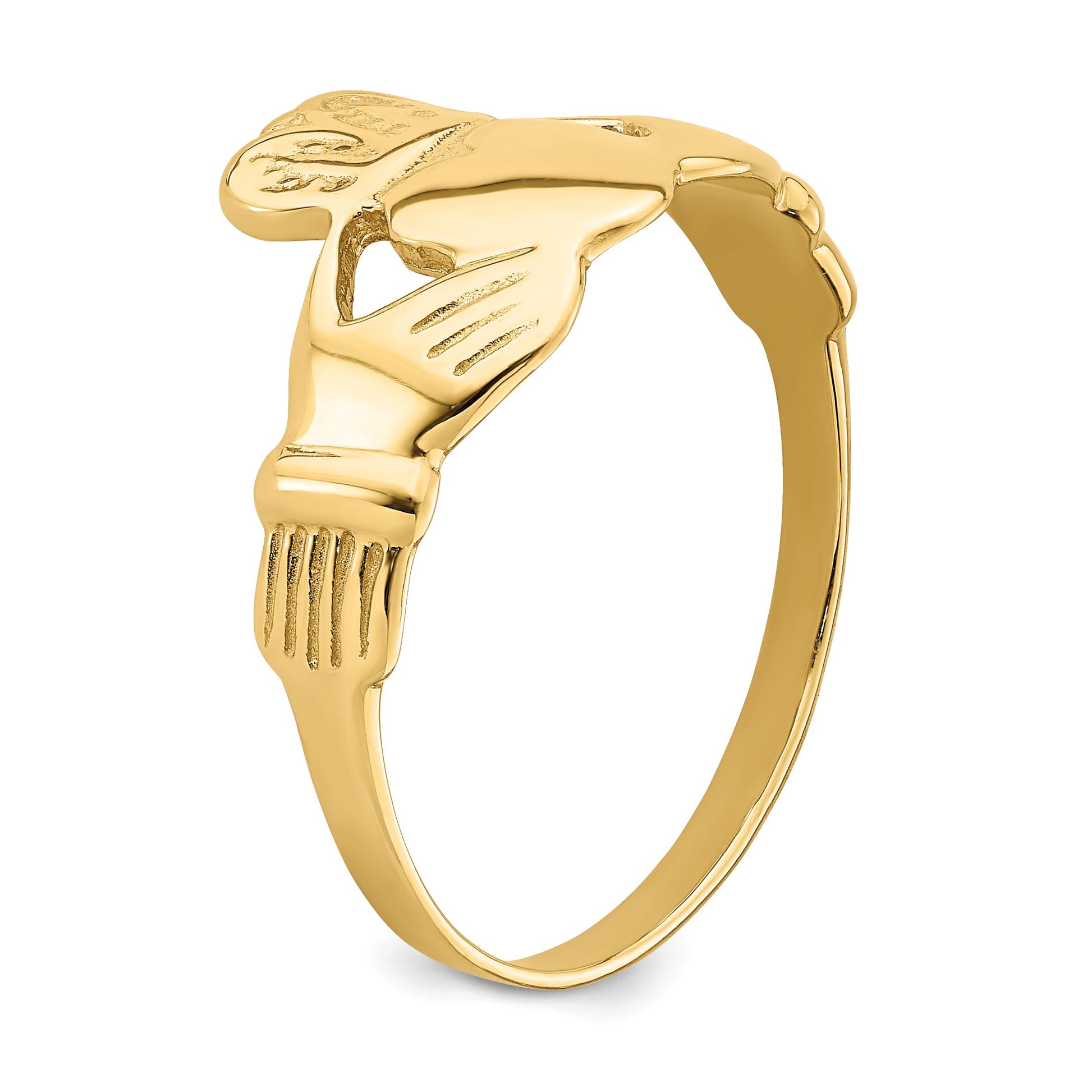 14k Mens Polished Claddagh Ring