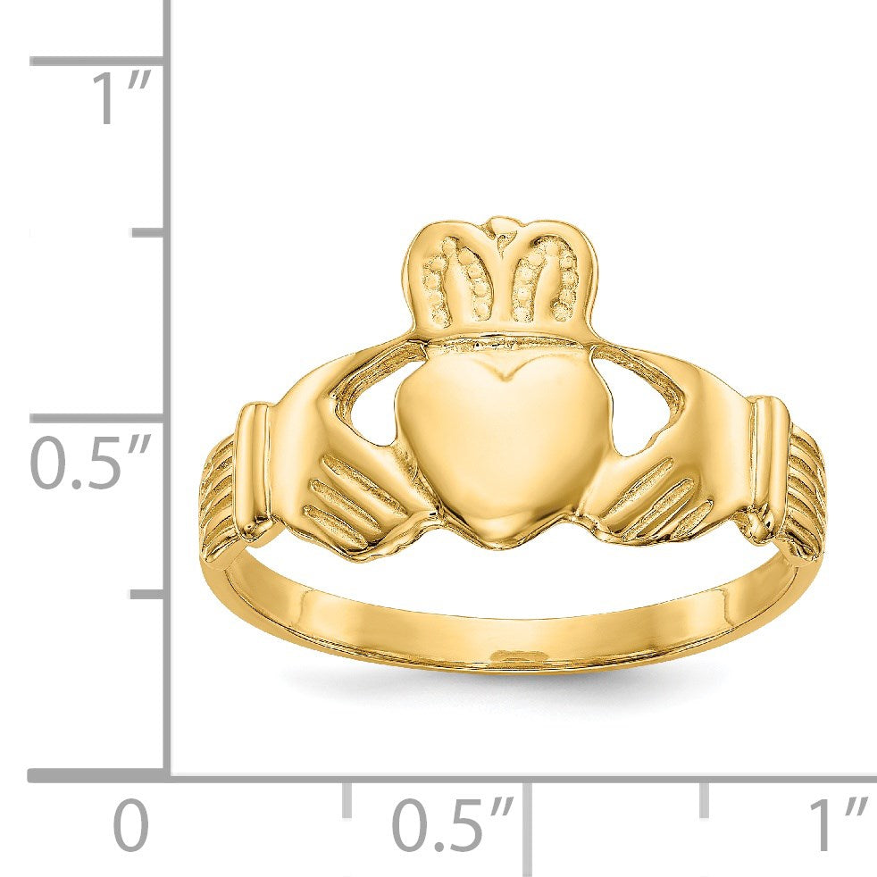 14k Mens Polished Claddagh Ring