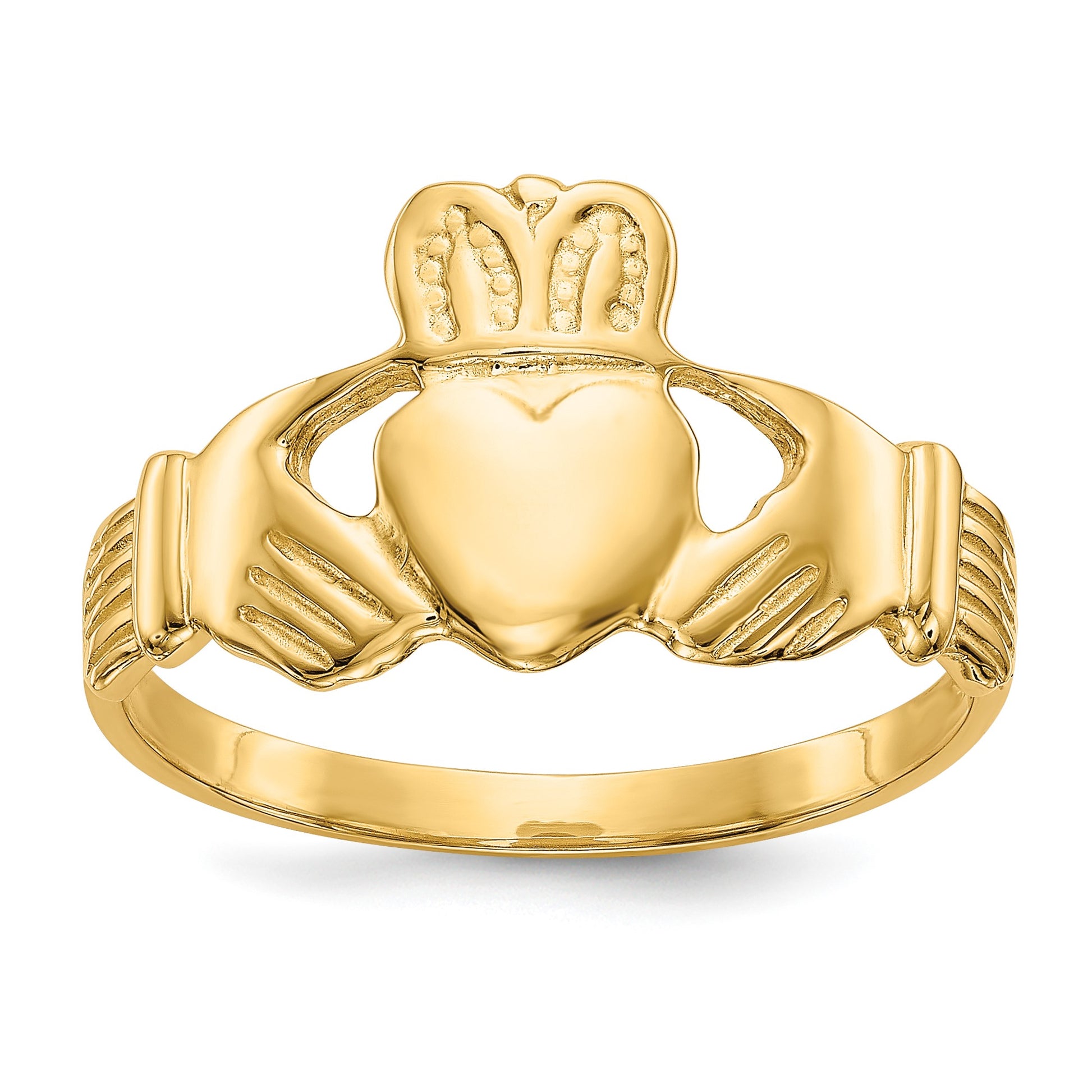 14k Mens Polished Claddagh Ring