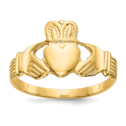 14k Mens Polished Claddagh Ring