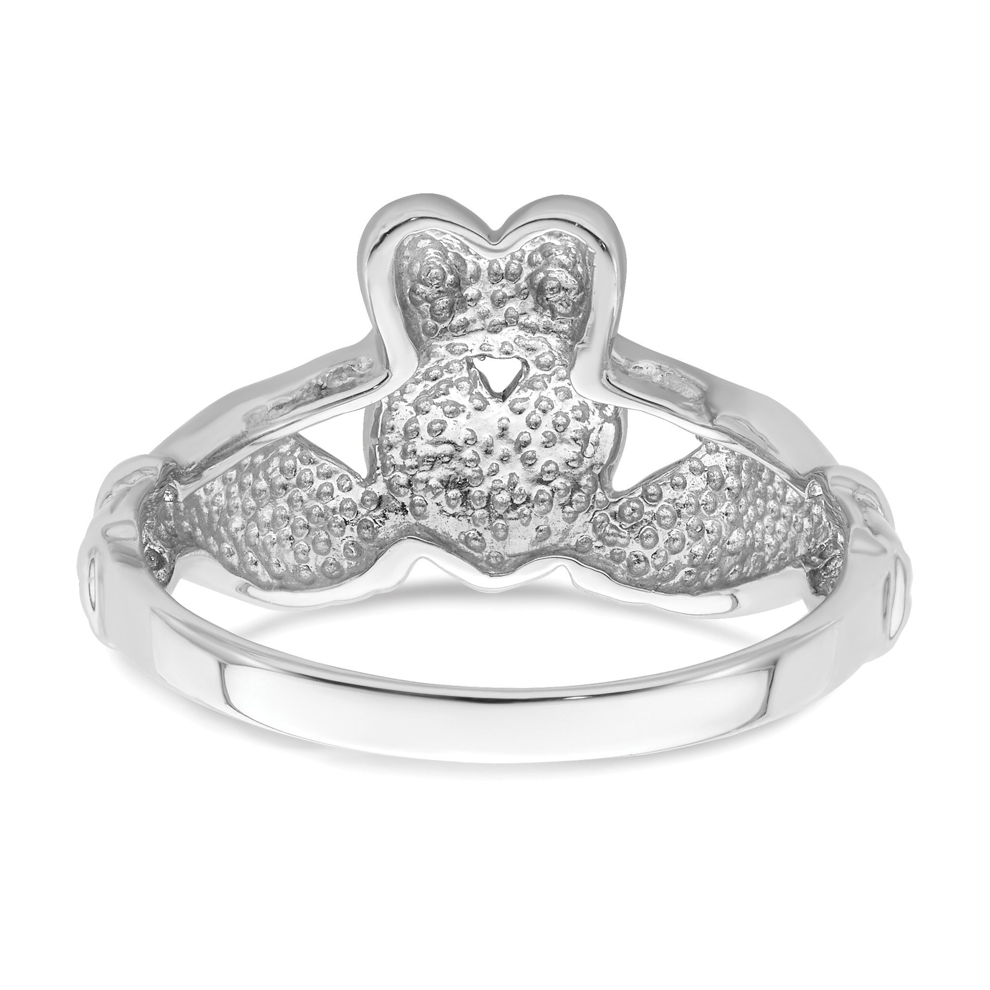 14k White Gold Mens Polished Claddagh Ring