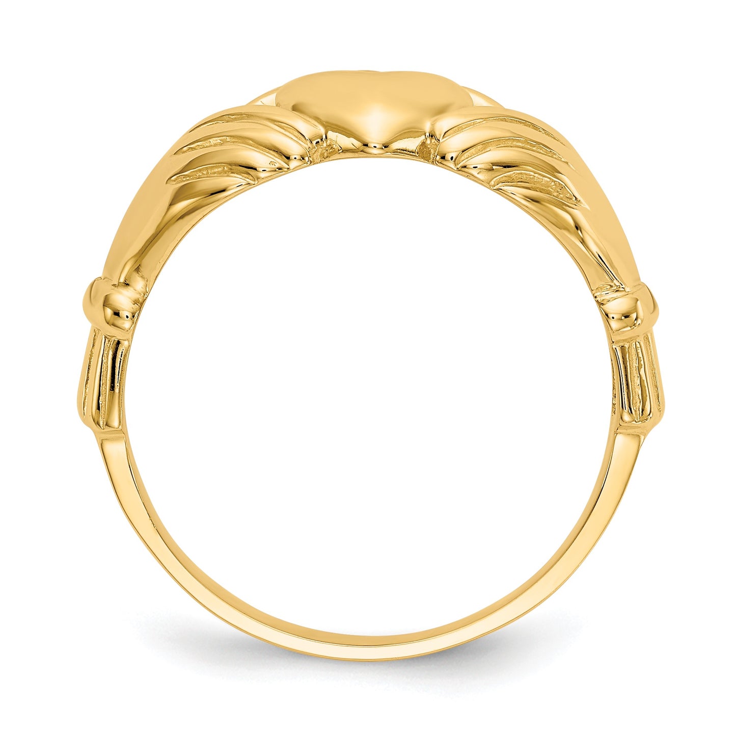 14k Mens Polished Claddagh Ring