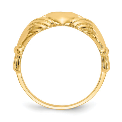 14k Mens Polished Claddagh Ring