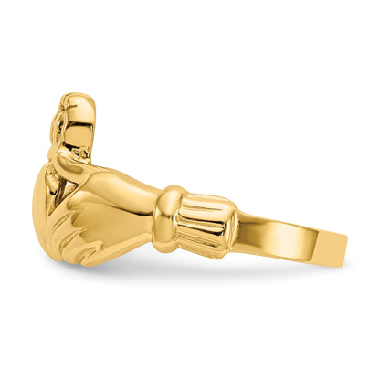 14k Mens Polished Claddagh Ring