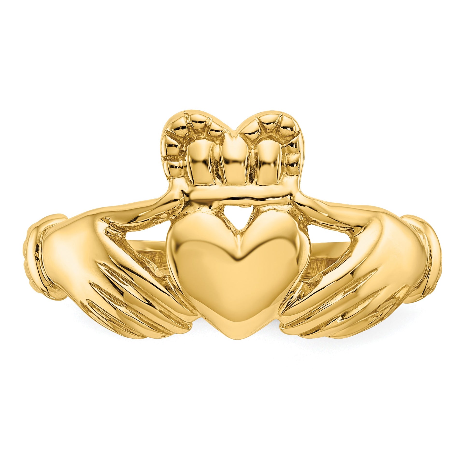 14k Mens Polished Claddagh Ring