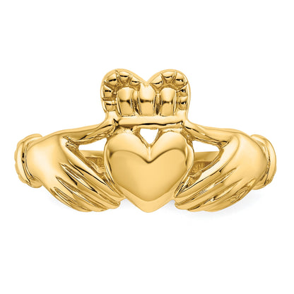 14k Mens Polished Claddagh Ring