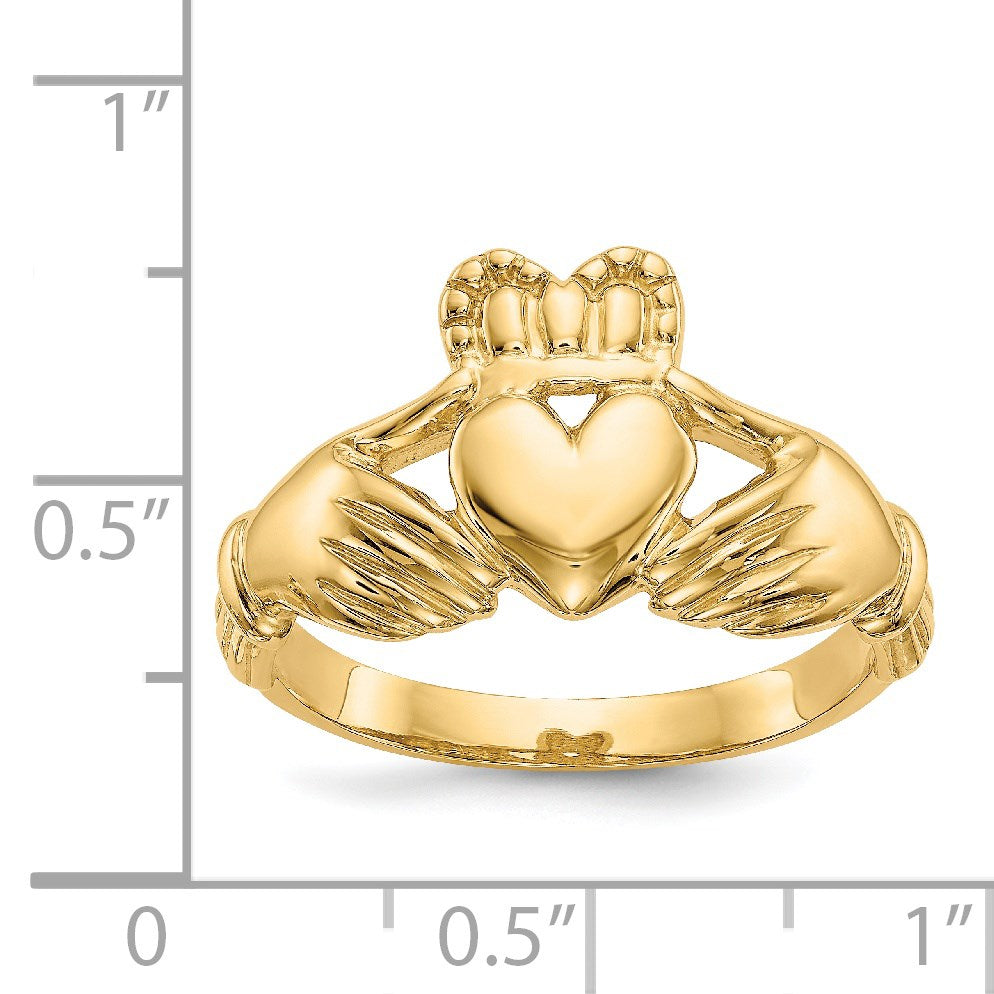 14k Mens Polished Claddagh Ring