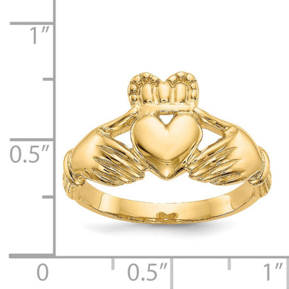 14k Mens Polished Claddagh Ring