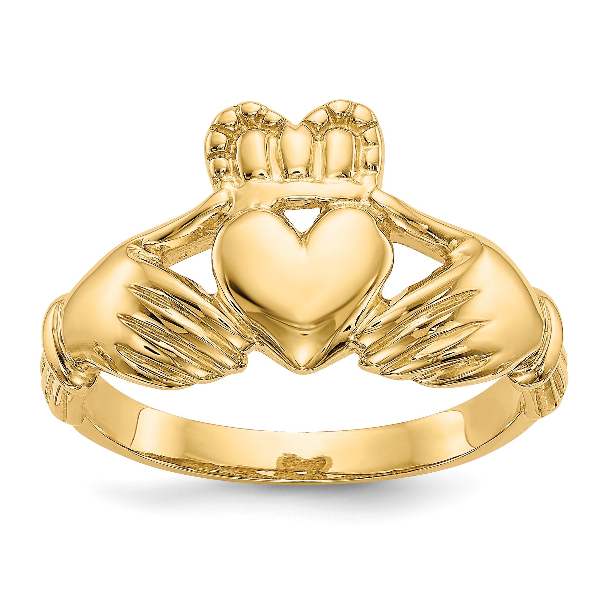 14k Mens Polished Claddagh Ring