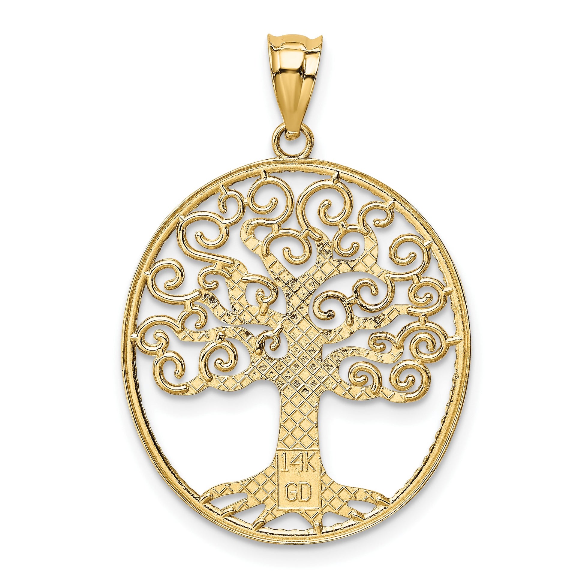 14k and White Rhodium Filigree Tree of Life Pendant