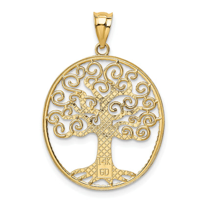 14k and White Rhodium Filigree Tree of Life Pendant