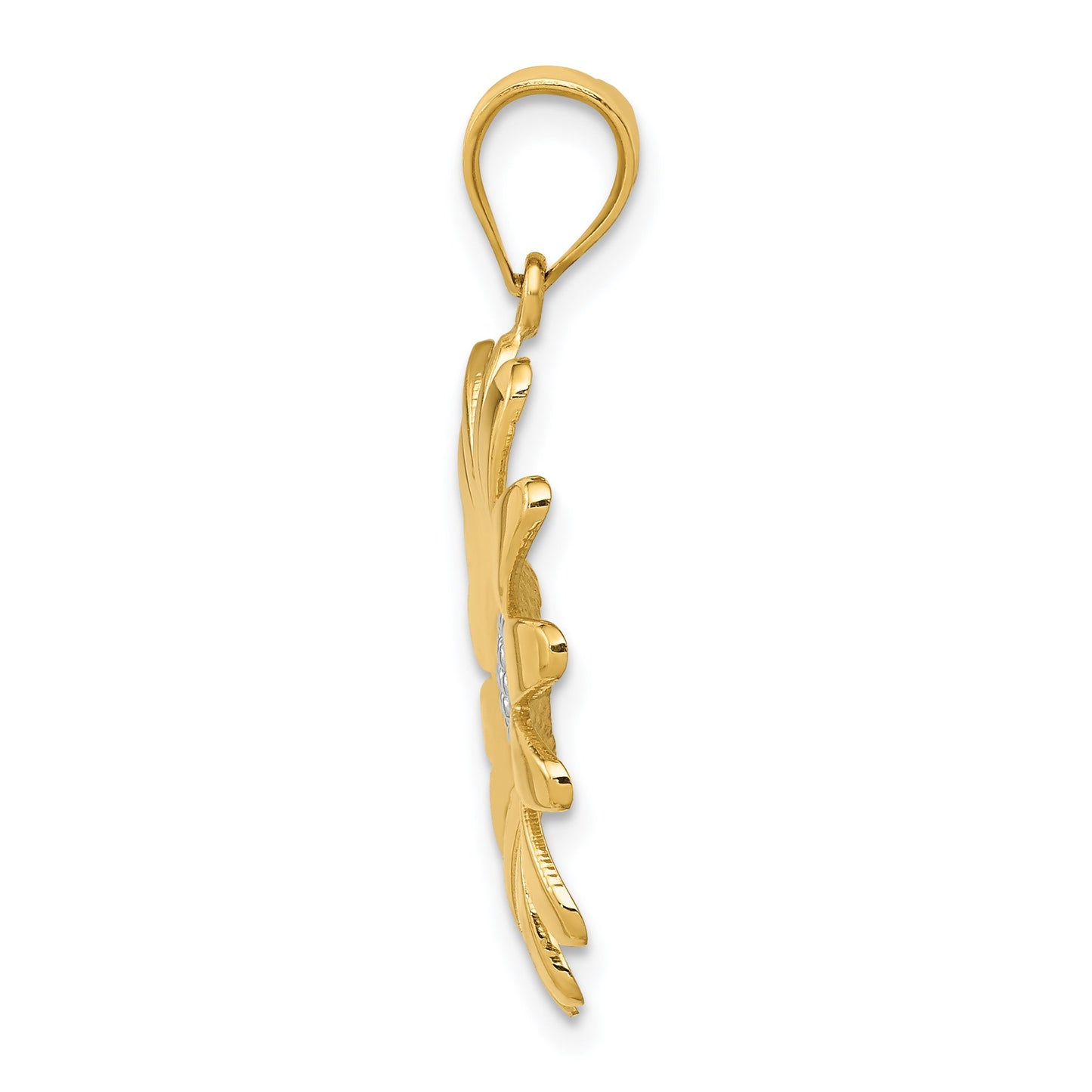 14k and White Rhodium Sunflower Pendant
