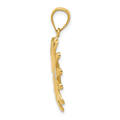 14k and White Rhodium Sunflower Pendant
