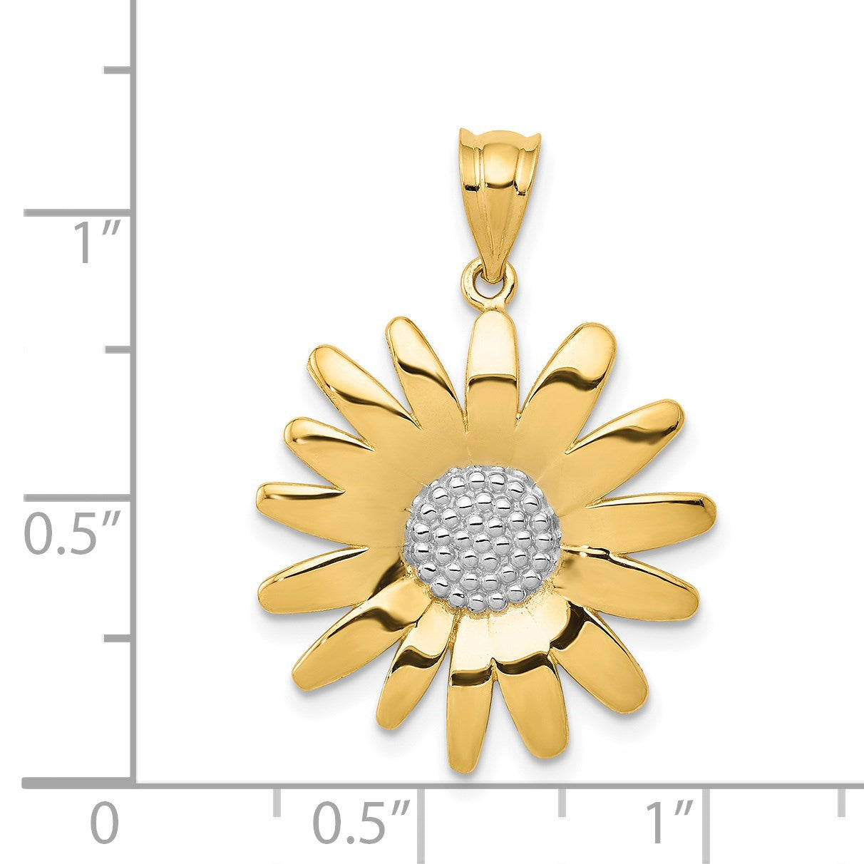 14k and White Rhodium Sunflower Pendant