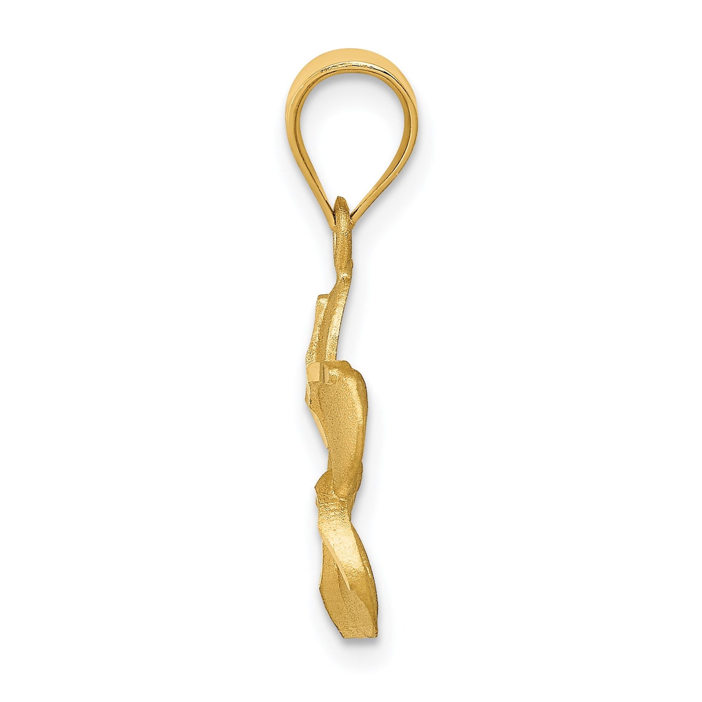 14k Satin Diamond-cut Plumeria Pendant