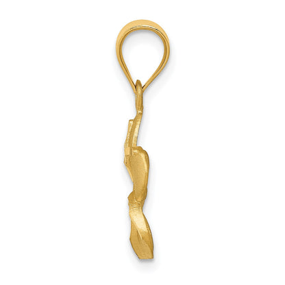 14k Satin Diamond-cut Plumeria Pendant