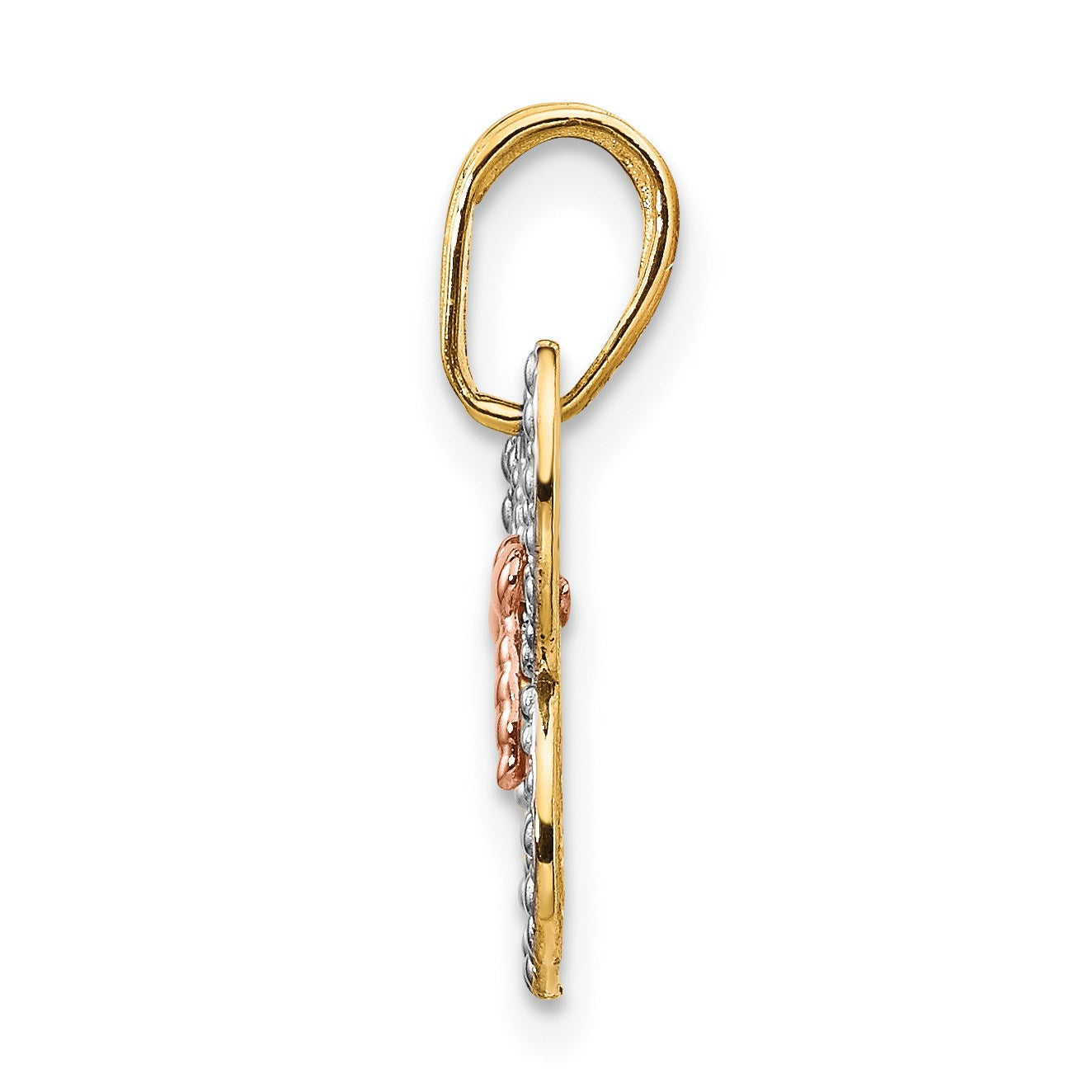 14k Two-tone with White Rhodium Diamond-cut Butterfly Pendant