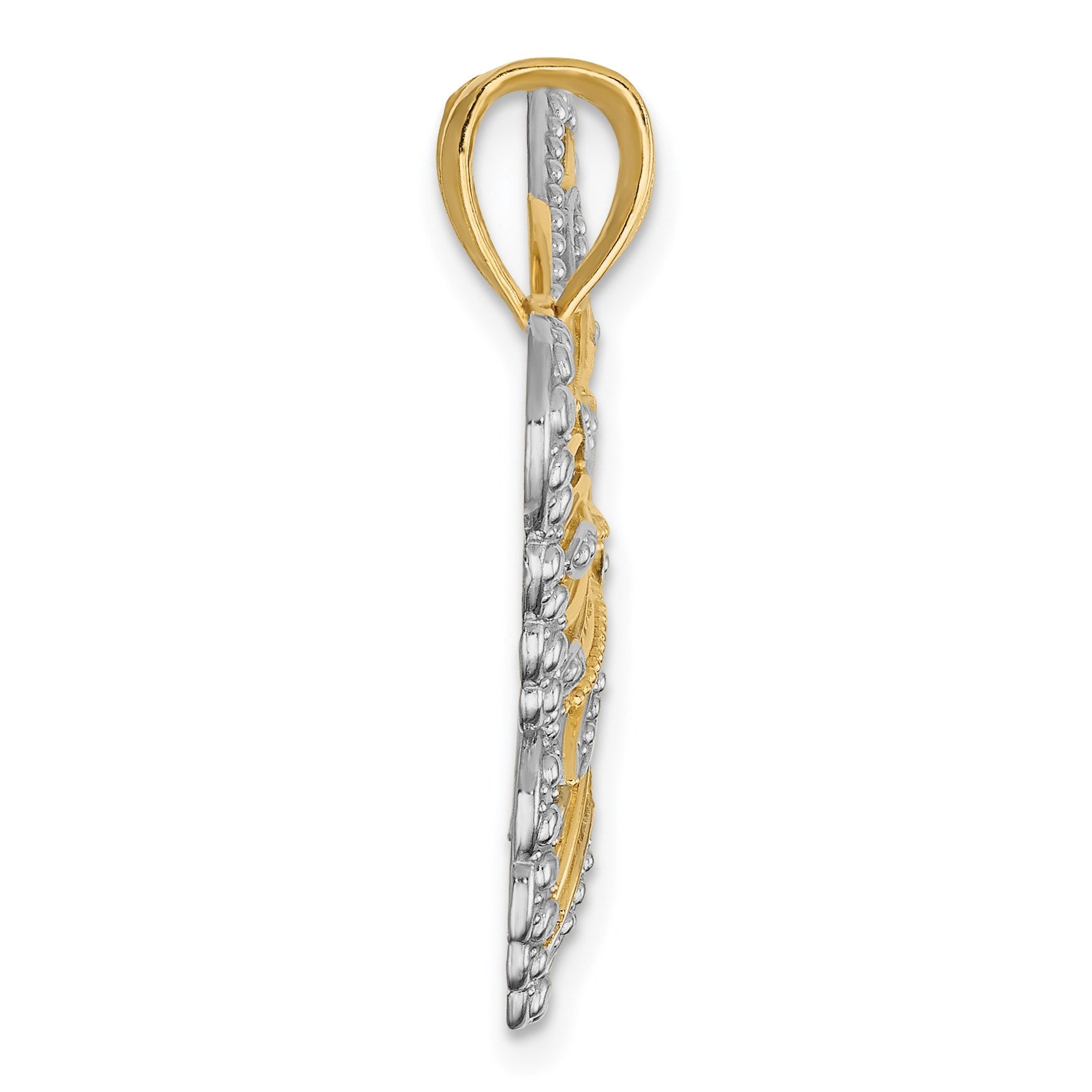 14k and White Rhodium Filigree Butterfly Pendant