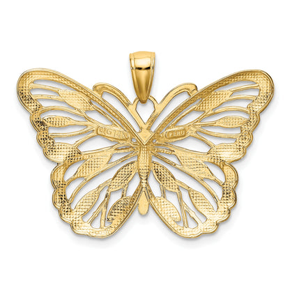 14k and White Rhodium Filigree Butterfly Pendant