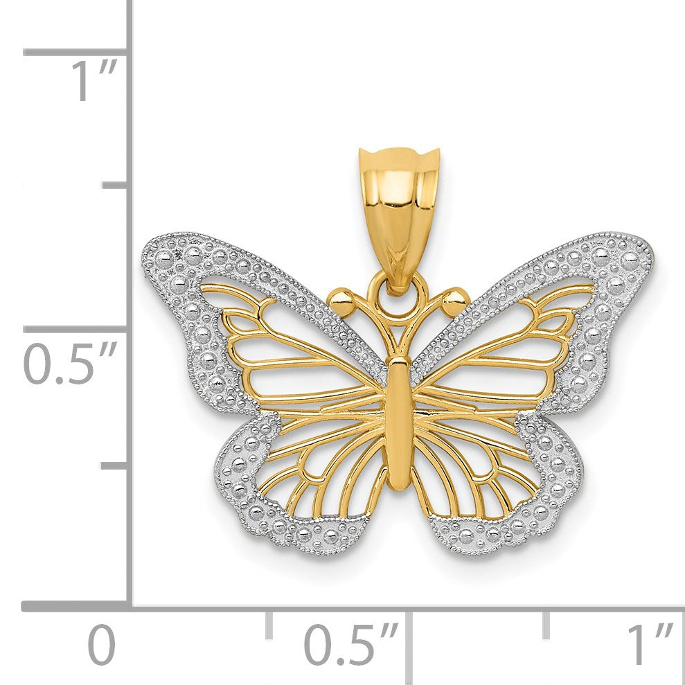 14k and White Rhodium Butterfly Pendant
