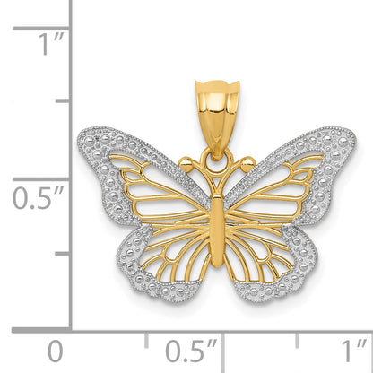 14k and White Rhodium Butterfly Pendant