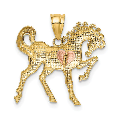14k Yellow and Rose Gold Horse with Heart Charm