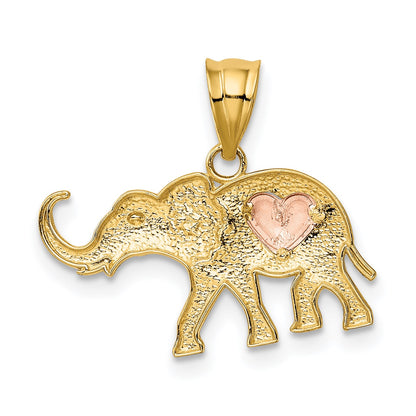 14k Yellow and Rose Gold Elephant with Heart Charm