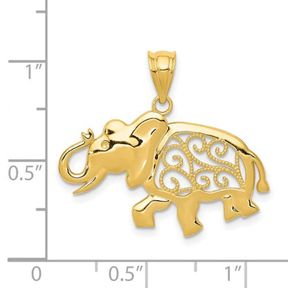14k Filigree Elephant Pendant