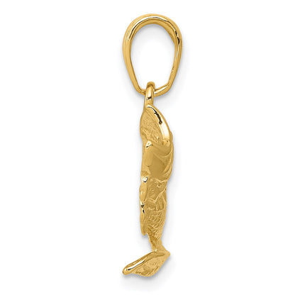 14k Small Bass Fish Charm