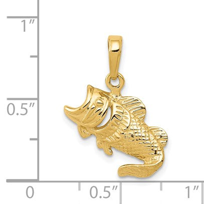 14k Small Bass Fish Charm