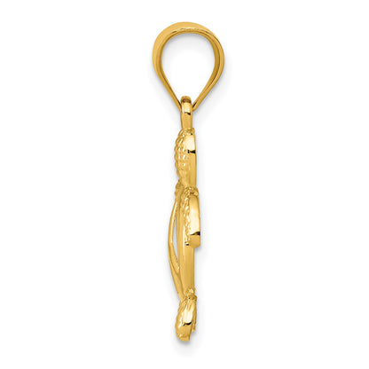 14k Peace Sign Turtle Pendant