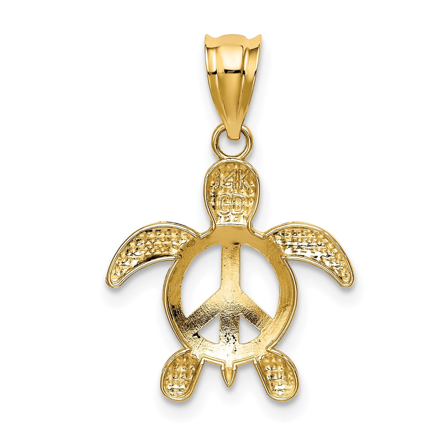 14k Peace Sign Turtle Pendant