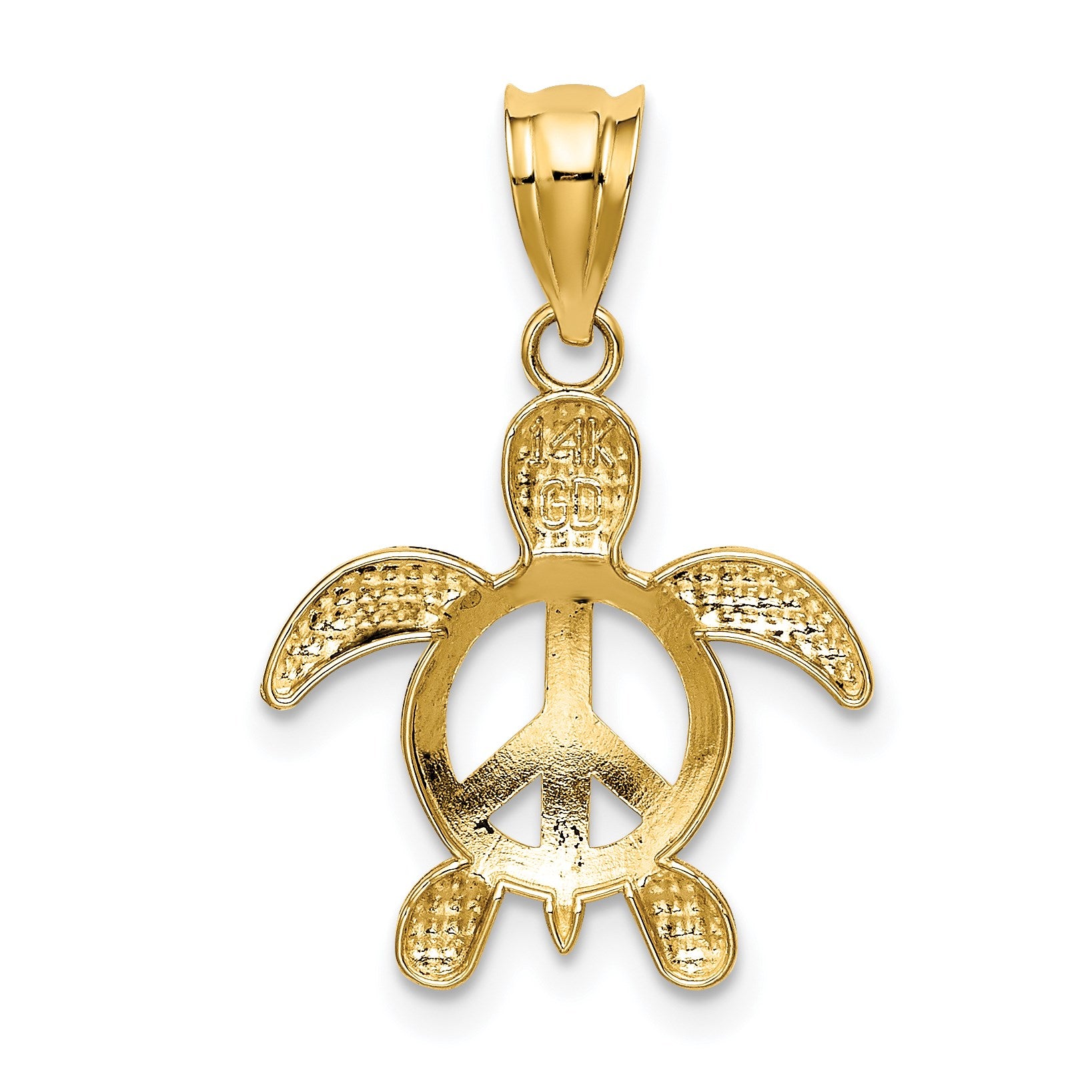 14k Peace Sign Turtle Pendant