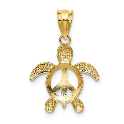 14k Peace Sign Turtle Pendant